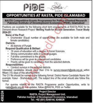 Pakistan Institute of Development Economics PIDE jobs